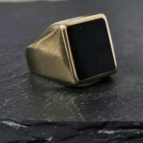 Bague sceau 333 - bague, onyx