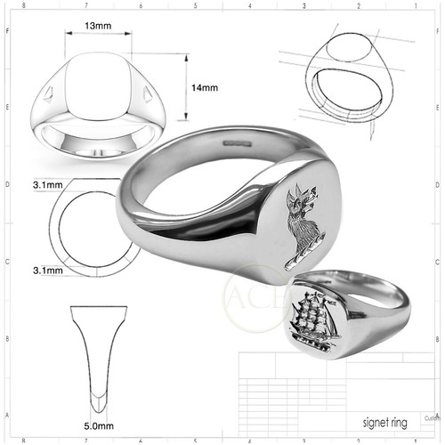 Bague sceau intaille argent - sceau,